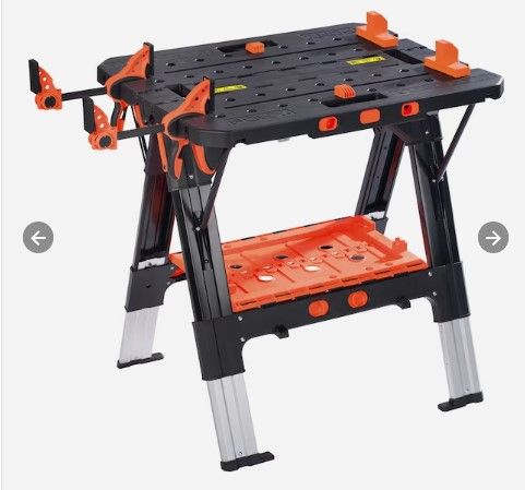Photo 1 of ***Parts Only***Pony 31-in L x 32-in H Black and Orange Plastic Adjustable Height Portable Work Bench
