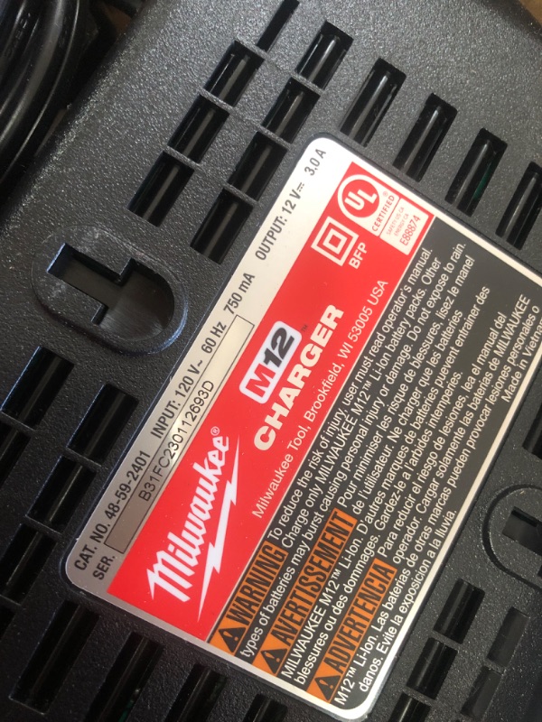 Photo 4 of Milwaukee M12 12-Volt Lithium-Ion 4.0 Ah and 2.0 Ah Battery Packs and Charger Starter Kit 48-59-2424
