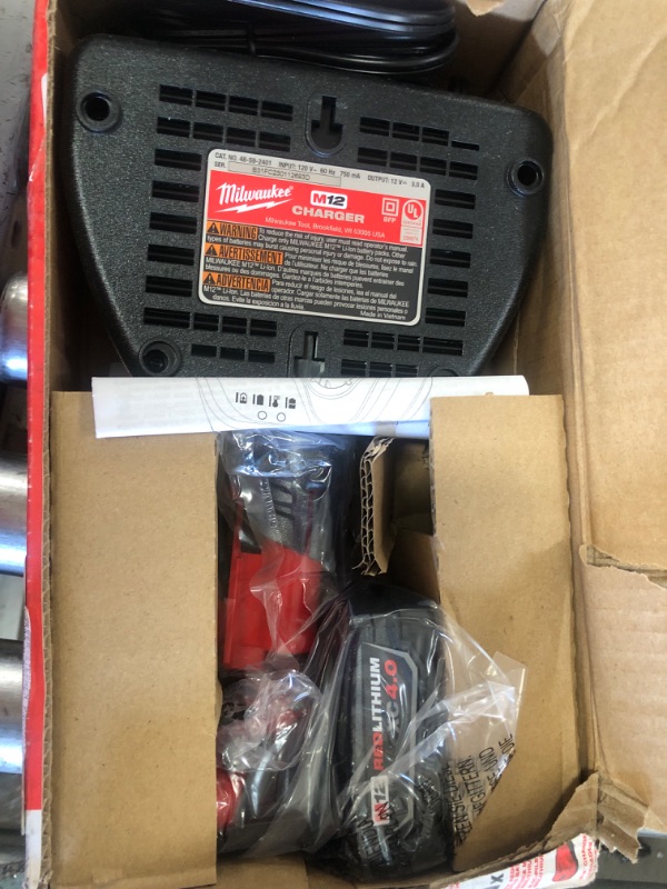 Photo 2 of Milwaukee M12 12-Volt Lithium-Ion 4.0 Ah and 2.0 Ah Battery Packs and Charger Starter Kit 48-59-2424