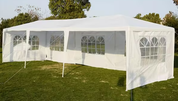Photo 1 of 10 ft. x 30 ft. White Outdoor Party Wedding 5 Sidewall Tent Canopy Gazebo

