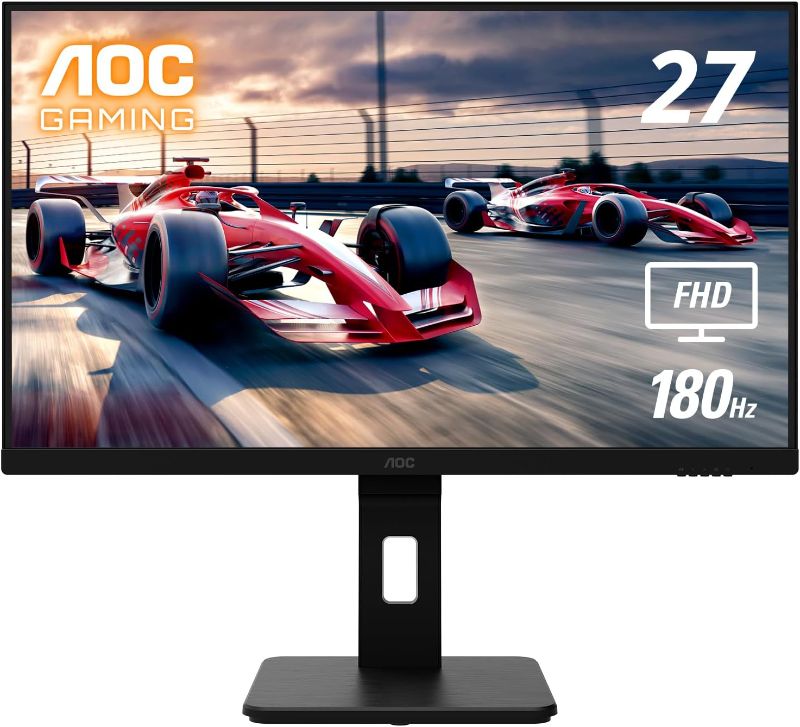 Photo 1 of AOC 27G15 27" Gaming Monitor, Full HD 1920x1080, 180Hz 1ms, 1x HDMI 2.0, 1x Display Port, Adaptive-Sync, HDR10, Pivot & Height Adjustable, Console Gaming Ready, Xbox PS5 Switch, 3-Year Zero-Bright-Dot
