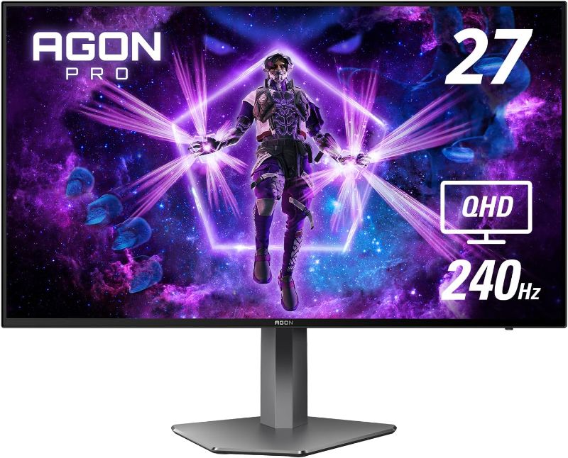 Photo 1 of AOC Agon PRO AG276QZD 27" OLED Tournament Gaming Monitor 2560x1440, 240Hz 0.03ms, G-SYNC, PS5 Xbox Switch Compatible,Black
