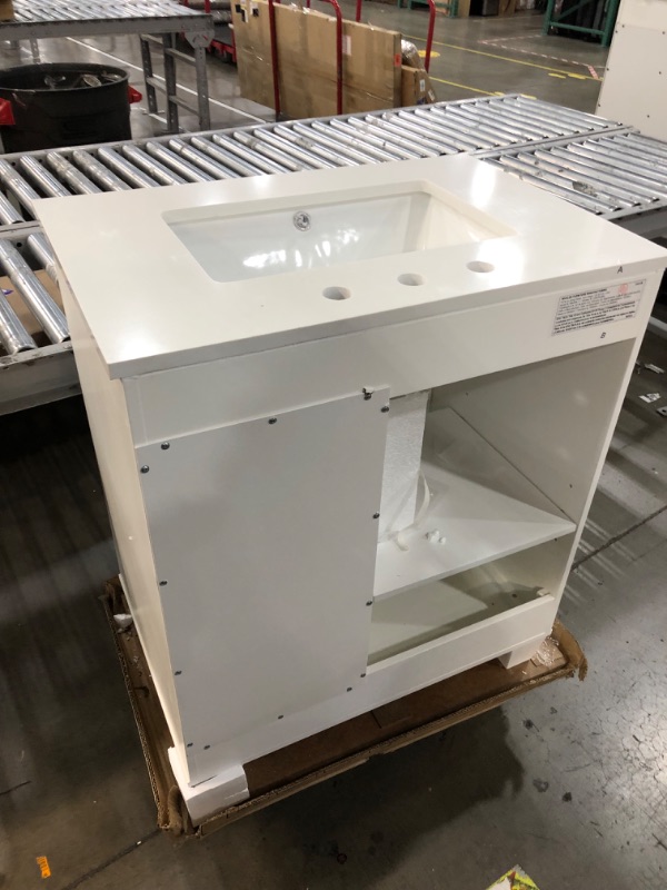 Photo 3 of 30-in White Undermount Single Sink Bathroom Vanity with White Engineered Marble Top
