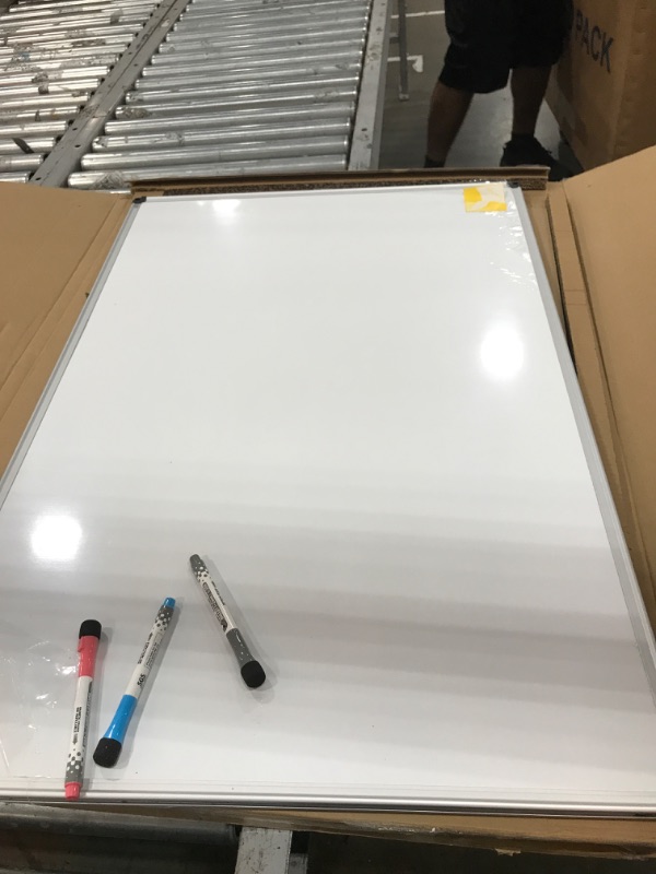 Photo 2 of XBoard Magnetic Dry Erase Board/Whiteboard, 36 X 24 Inches, Double Sided White Board,1 Dry Eraser & 3 Dry Erase Markers & 4 Push Pin Magnets 36" x 24"