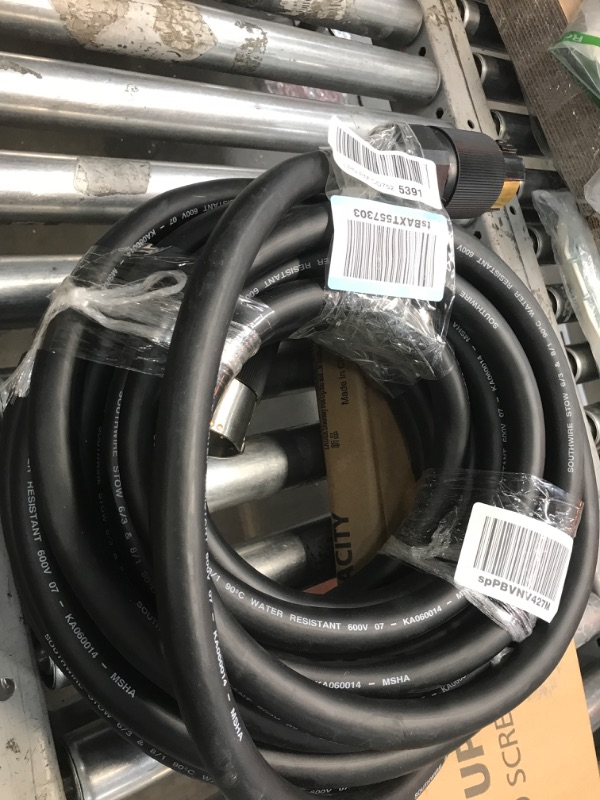 Photo 1 of Southwire 191800008 6/3 & 8/1 SEOW, 50 Amp Rating, 125/250-Volt Outdoor Extension Cord CA-Style CS63, Twist to Lock Plug, Hard-Usage and Oil Resistant Cable Jacket, 50-Feet, Black 50 ft Extension Cord
