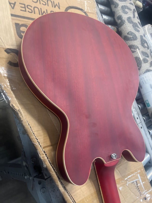 Photo 1 of Asmuse Semi-Hollow Body Electric Guitar, Jazz Guitar with F-Hole, 6 String Full Size Electric Jazz Guitar (Red)