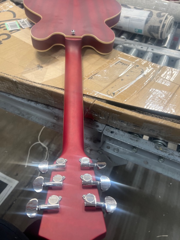 Photo 1 of Asmuse Semi-Hollow Body Electric Guitar, Jazz Guitar with F-Hole, 6 String Full Size Electric Jazz Guitar (Red)