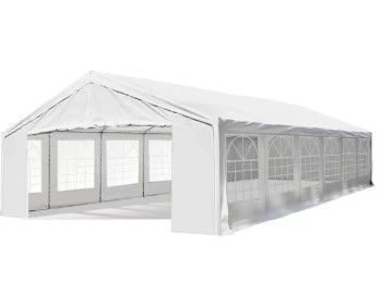 Photo 1 of ***PARTS ONLY BOX 1 OF 2 *** 40 ft. x 20 ft. White Large Outdoor Carport Canopy Party Tent with Removable Sidewalls and Roof UV-Resistance Protection
