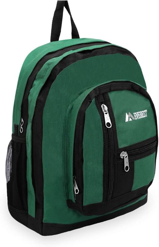 Photo 1 of Everest Double Main Compartment Backpack, Dark Green, One Size
