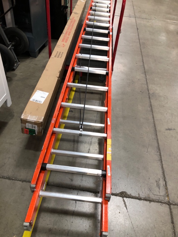 Photo 2 of **ONLY THE ORANGE LADDER**  Louisville Ladder FE3232 Fiberlass Step Ladder 300-Pound Duty Rating, 32 Feet, Orange & LP-2200-00 Stabilizer, Silver 32 Feet Ladder + Stabilizer, Silver