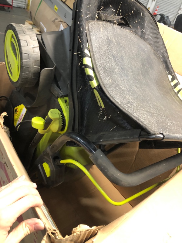 Photo 4 of **MISSING BOTH BATTERIES**  Sun Joe 24V-X2-17LM 48-Volt* IONMAX Cordless Lawn Mower Kit W/ Collection Bag | 17-inch | 6-Position | W/ 2 x 4.0-Ah Batteries + Dual Port Charger