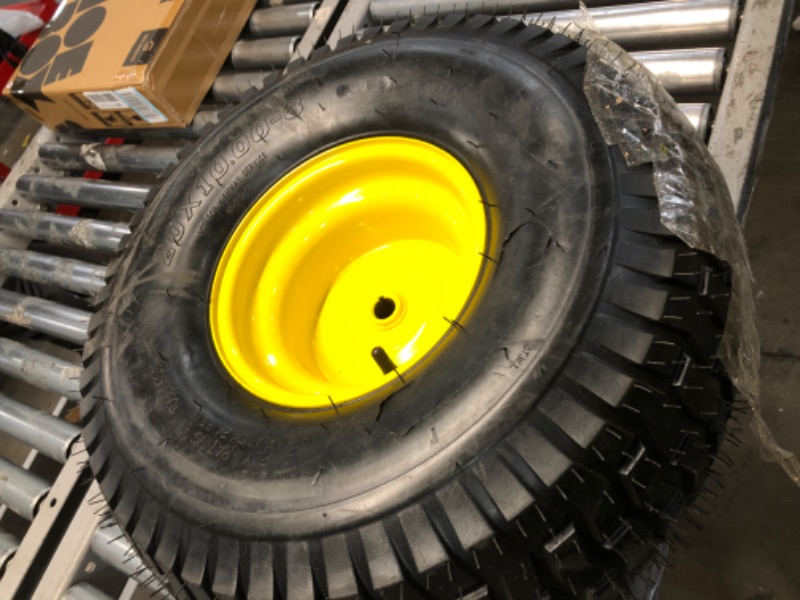 Photo 2 of **ONLY 1 TIRE**  2PCS 20x10.00-8 Lawn Mower Tires,20x10x8 Lawn Tractor Tires with Rim,20x10.00-8nhs 4 Ply Tubeless Tires for Riding Lawn & Garden Tractors,Golf Carts,3.5" Offset Hub,1190lbs Capacity 20x10.00-8 Tires with Rim