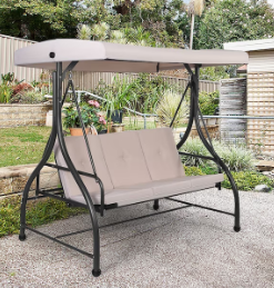 Photo 1 of 3 Seats Outdoor Swing Hammock with Adjustable Tilt Canopy  ( SIMILAR TO STOCK PHOTO BUT NOT EXACT )