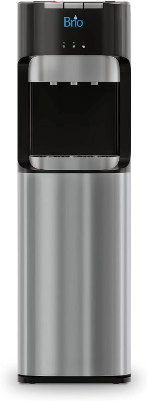 Photo 1 of **SEE NOTES/NON-REFUNDABLE FOR PARTS*
Brio Bottom Loading Water Cooler Dispenser for 5 Gallon Bottles - 3 Temperatures with Hot, Room & Cold Spouts, Child Safety Lock, LED Display with Empty Bottle Alert, Stainless Steel
