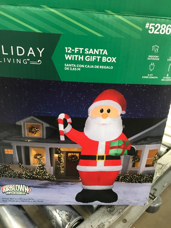 Photo 1 of 12 FT  TALL SANTA WITH GIFT BOX  INFLATABLE 