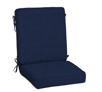 Photo 1 of allen + roth with STAINMASTER Stainmaster 20-in x 20-in Madera Linen Navy Patio Chair Cushion
