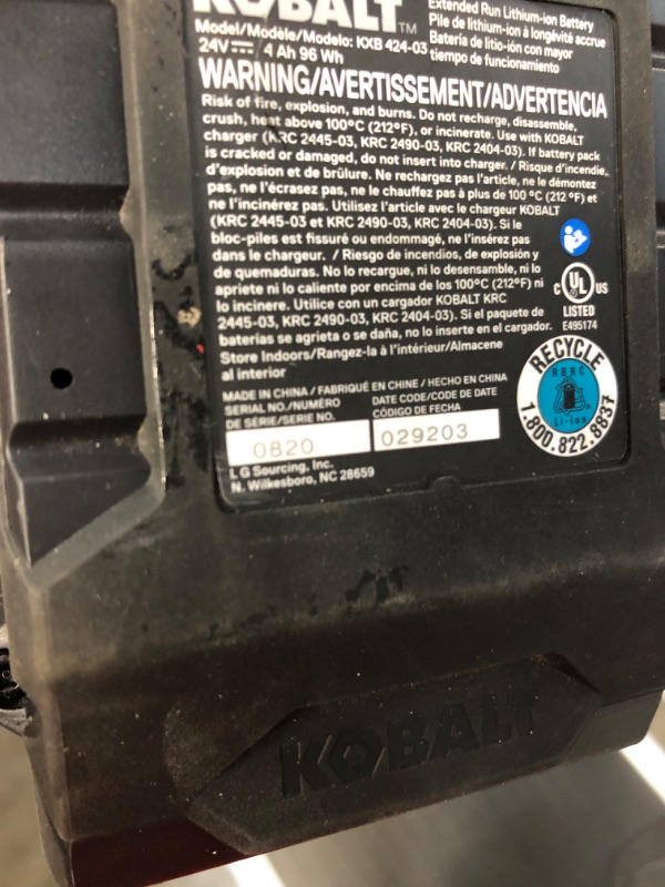 Photo 2 of Kobalt 24-Volt Max 6-Amp-Hours Lithium Power Tool Battery