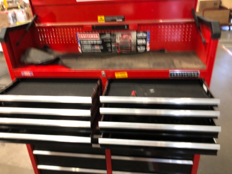 Photo 4 of CRAFTSMAN Tool Chest with Wheels, 52" Width, 10-Drawer Rolling Tool Cabinet with Organization Trays and Paper Towel Holder, Red (CMST352102RB) New (Red) and Craftsman Tool Chest with Drawer Liner Roll/Tray Set, 52-Inch, 8 Drawer, Red (CMST82774RB) Old 