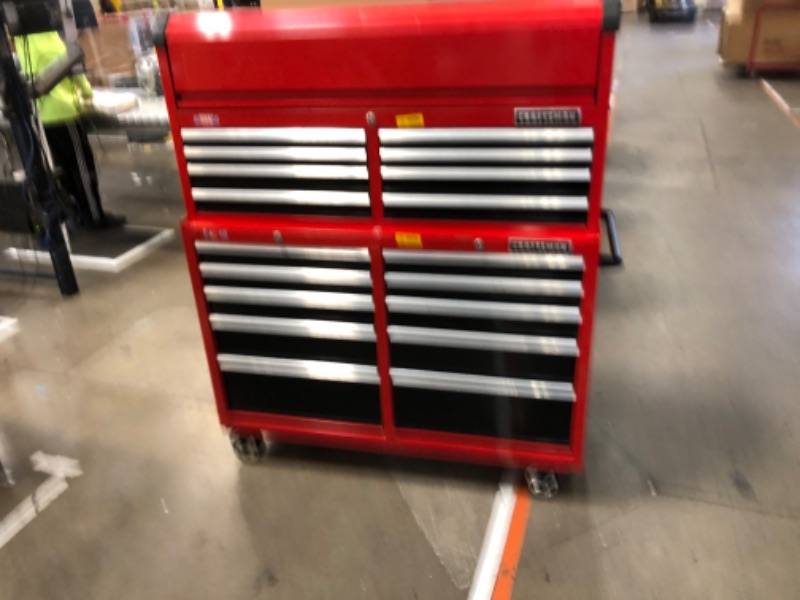 Photo 3 of CRAFTSMAN Tool Chest with Wheels, 52" Width, 10-Drawer Rolling Tool Cabinet with Organization Trays and Paper Towel Holder, Red (CMST352102RB) New (Red) and Craftsman Tool Chest with Drawer Liner Roll/Tray Set, 52-Inch, 8 Drawer, Red (CMST82774RB) Old 