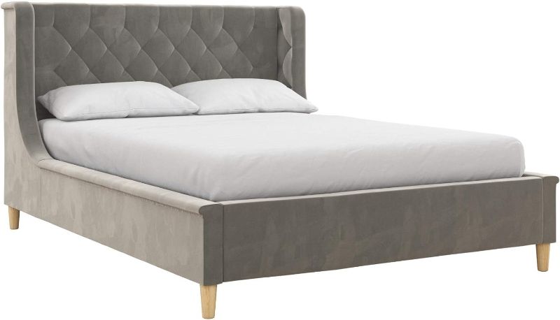 Photo 1 of **HAVE BOTH BOXES** HAS BOX CUTTER CUTS***
-Little Seeds Monarch Hill Ambrosia Gray Full Size Upholstered Bed, Bed Full Grey