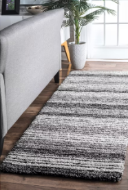 Photo 1 of 2'7  x  8'  Gray Indoor Stripe Runner Rug