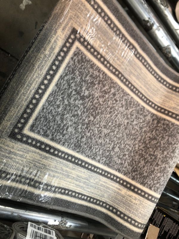Photo 2 of 1'10x8' Grey Runner Light Gray Indoor Border Machine Washable Area Rug