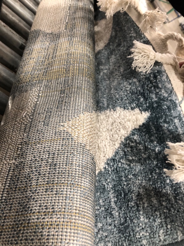 Photo 1 of Well Woven Tango Blue Geometric Triangle Pattern Stain-Resistant (5'3" x 7'3") Area Rug 5'3" x 7'3" Blue