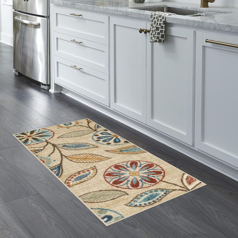 Photo 1 of 2'6X3'10 Maples Rugs Reggie Floral Runner Rug Non Skid Washable Hallway Entry Carpet