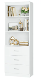 Photo 1 of ***see notes***Tall Bookcases with 3 Large Drawers, 3 Tier Wooden Storage Bookshelf for Living Room Home Office, White** SIMILAR TO STOCK PHOTO **
