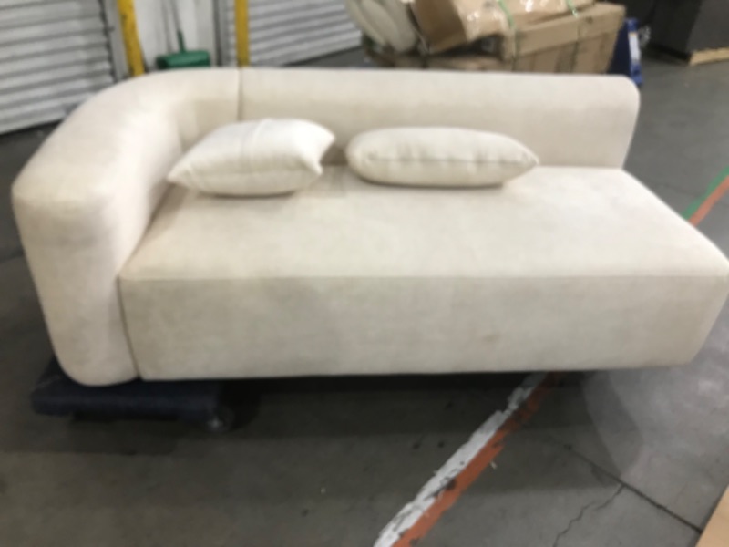 Photo 2 of Acanva Modern L-Shaped Sectional Velvet Sofa Set, 3 Seat Corner Couch for Living Room, Bedroom and Lounge, Right Hand Facing Chaise, Cream
