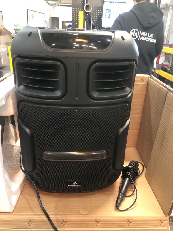 Photo 2 of Max Power DJ Speaker - MPD592-OMNIA 12 Portable Sound System -Bluetooth Multi LED Light Speaker Set Perfect for Indoor and Outdoor - PA Speaker System with Remote with Microphone** DOES  NOT TURN ON  ***