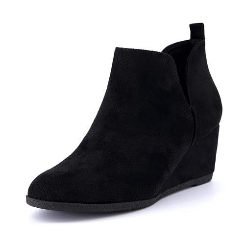 Photo 1 of CUSHIONAIRE Women's Tito Wedge Bootie +Memory Foam, Wide Width Available, Black 8.5 W
