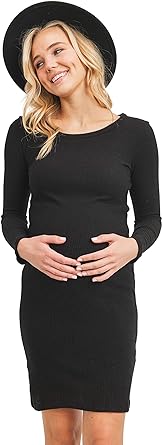 Photo 1 of HELLO MIZ Women's Knit Ribbed Maternity Dress with Long Sleeve M
