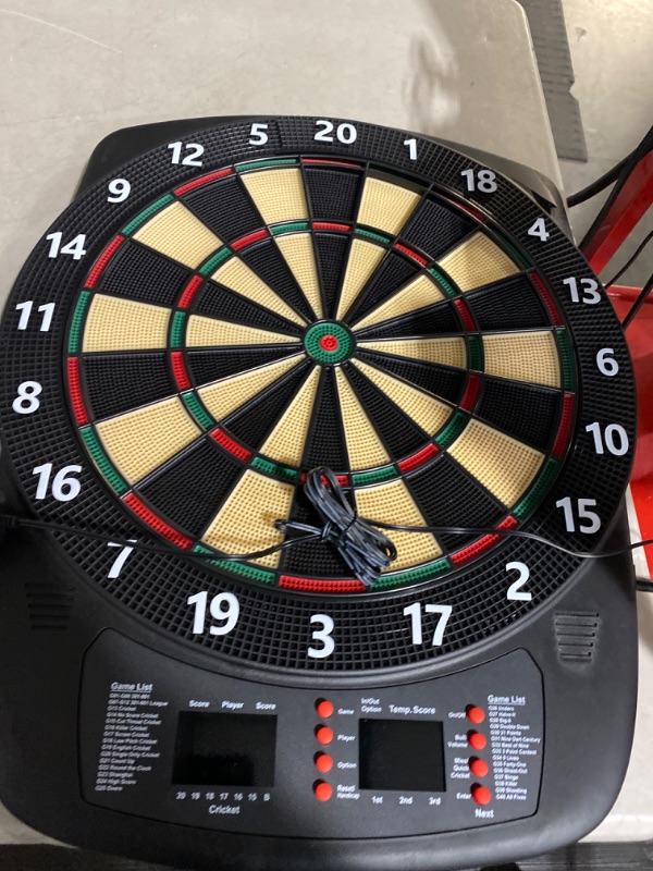 Photo 2 of ***USED - BACK DAMAGED - SEE PICTURES - UNABLE TO TEST***
Electronic Dart Board, Soft Tip Dartboard Set 40 Games, 427 Variants Digital