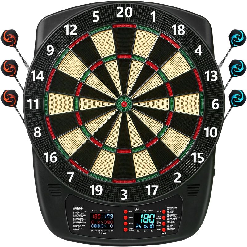 Photo 1 of ***USED - BACK DAMAGED - SEE PICTURES - UNABLE TO TEST***
Electronic Dart Board, Soft Tip Dartboard Set 40 Games, 427 Variants Digital