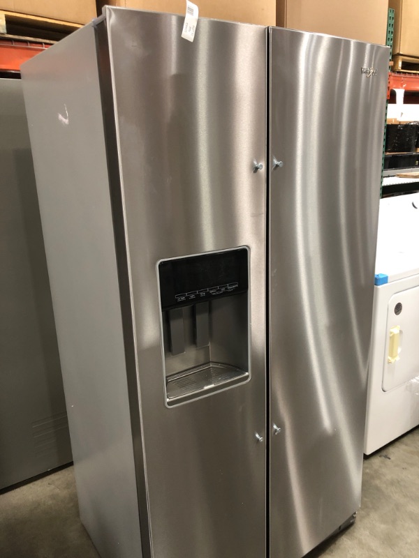 Photo 2 of Whirlpool 20.6-cu ft Counter-depth Side-by-Side Refrigerator with Ice Maker (Fingerprint Resistant Stainless Steel)
