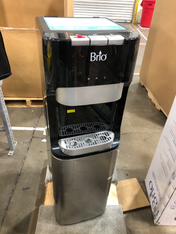 Photo 2 of Brio Bottom Loading Water Cooler Dispenser for 5 Gallon Bottles - 3 Temperatures with Hot, Room & Cold Spouts, Child Safety Lock, LED Display with Empty Bottle Alert, Stainless Steel
