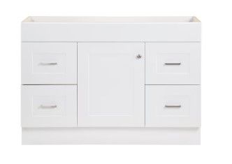 Photo 1 of **DAMAGED**Project Source 48-in White Bathroom Vanity Base Cabinet without Top
