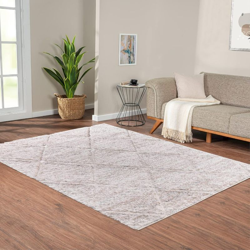 Photo 1 of 100% PP Frise Talas Trellis Area Rug in Cream - 3x5' SCATTER