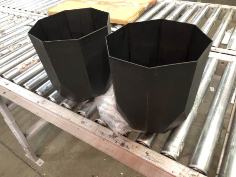 Photo 2 of 2, Bloem Tuxton Modern Hexagon Small Planter: 10" - Black - Matte Finish, Durable Resin, Modern Design, Optional Drainage Holes, for Indoor and Outdoor Use, Gardening, 2.7 Gallon Capacity