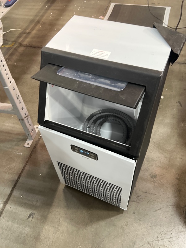 Photo 2 of  Commercial Ice Maker, Built-In Stainless Steel Ice Machine, 100LBS/24H, Free-Standing Design for Party Gathering, Restaurant, Bar, Coffee Shop w/Ice Shovel, Hose