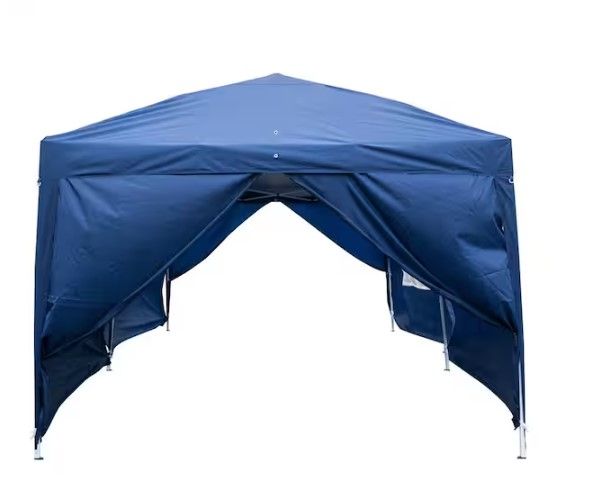 Photo 1 of 20 ft. x 10 ft. Blue Straight Leg Party Tent with 4 Windows
