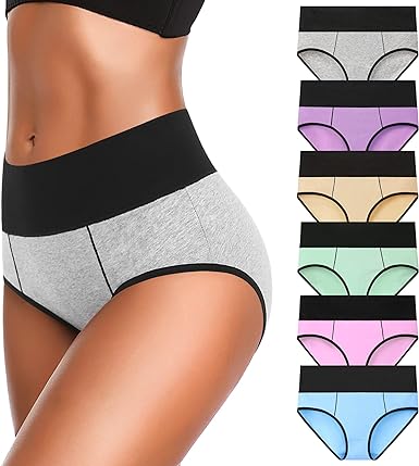 Photo 1 of Eiggam Underwear for Women Cotton High Waist Panties Full Coverage Briefs Soft Strech Ladies Breathable Panties-Multi Pack size large 