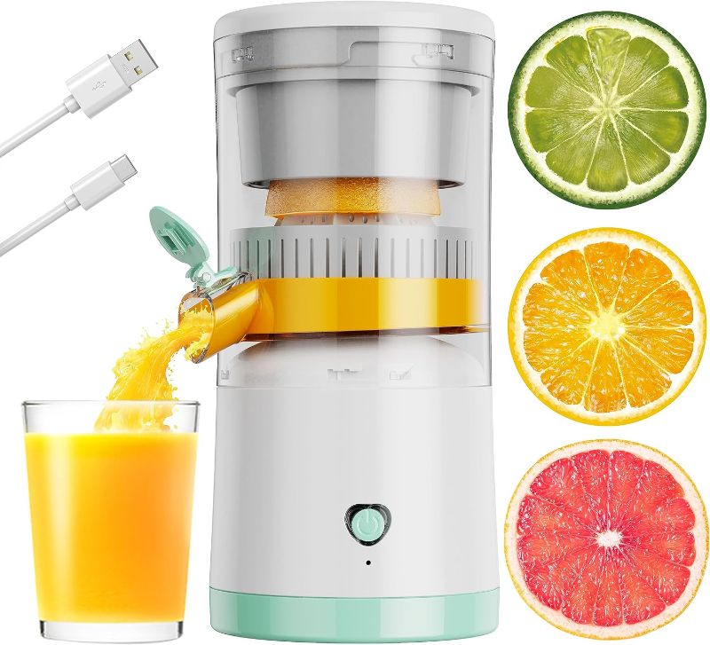 Photo 1 of Electric Juicer Rechargeable, Portable Orange Citrus Juicer Machines with USB and Cleaning Brush for Orange, Lemon, Citrus, Grapefruit, Apples