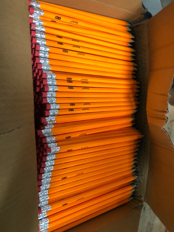 Photo 1 of Madisi Wood-Cased #2 HB Pencils, Yellow, Pre-sharpened, Bulk Pack, 1000 pencils