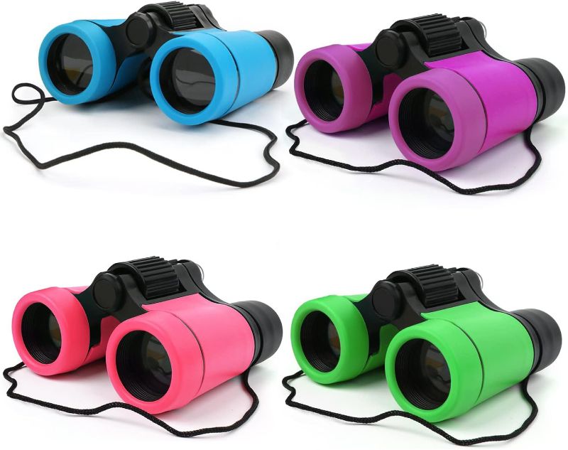 Photo 1 of (Yellow)Kids Binoculars Shock Proof Toy Binoculars Set for Age 3-12 Years Old Boys Girls Bird Watching Educational Learning Hunting Hiking Birthday Presents four pc