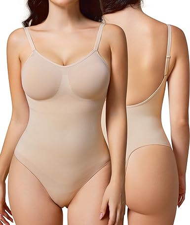 Photo 1 of BRABIC Women's Backless Shapewear Bodysuit Tummy control Thong Seamless Body Shaper Sleeveless Compression Tanks Tops