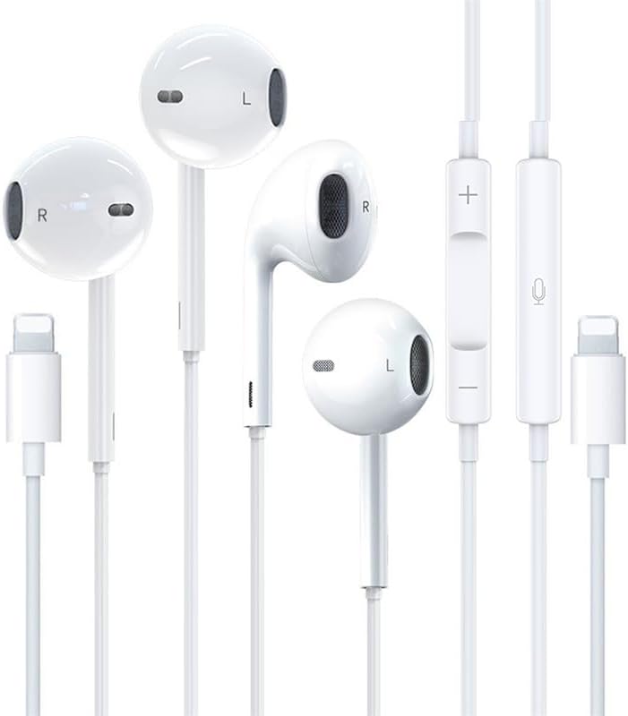 Photo 1 of 2 Pack-Apple Earbuds for iPhone Wired Headphones Lightning Connector [Apple MFi Certified] Earphones Built-in Microphone & Volume Control Compatible with iPhone 14/13/12/11/XR/XS/X/7/8