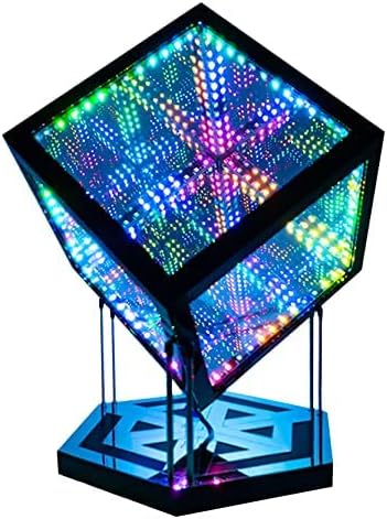 Photo 1 of HyperCube Infinity Cube LED Light with Stand -  Sound Reactive Table Lamp - Cool & Creative Multicolor Decorative Mirror Art Desk Night Light