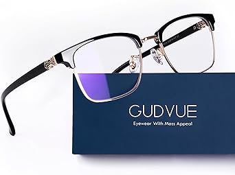 Photo 1 of GUDVUE Blue Light Glasses for Men Rectangle Computer Glasses Gaming Eyeglasses  Black/Golden Pro